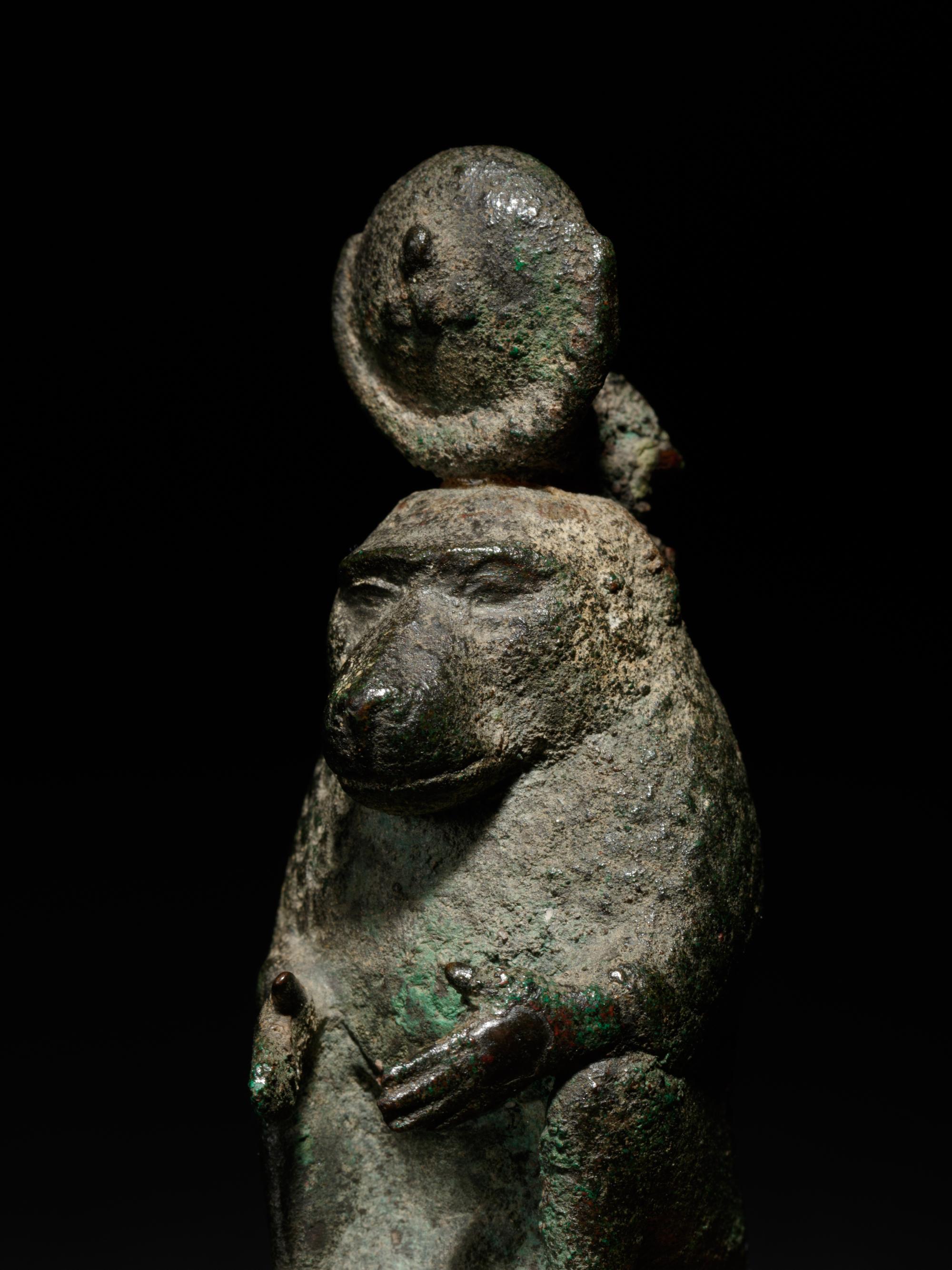 Two Egyptian Bronze Thoth Baboons