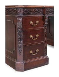 A Chinese Chippendale Style Mahogany Partners Desk