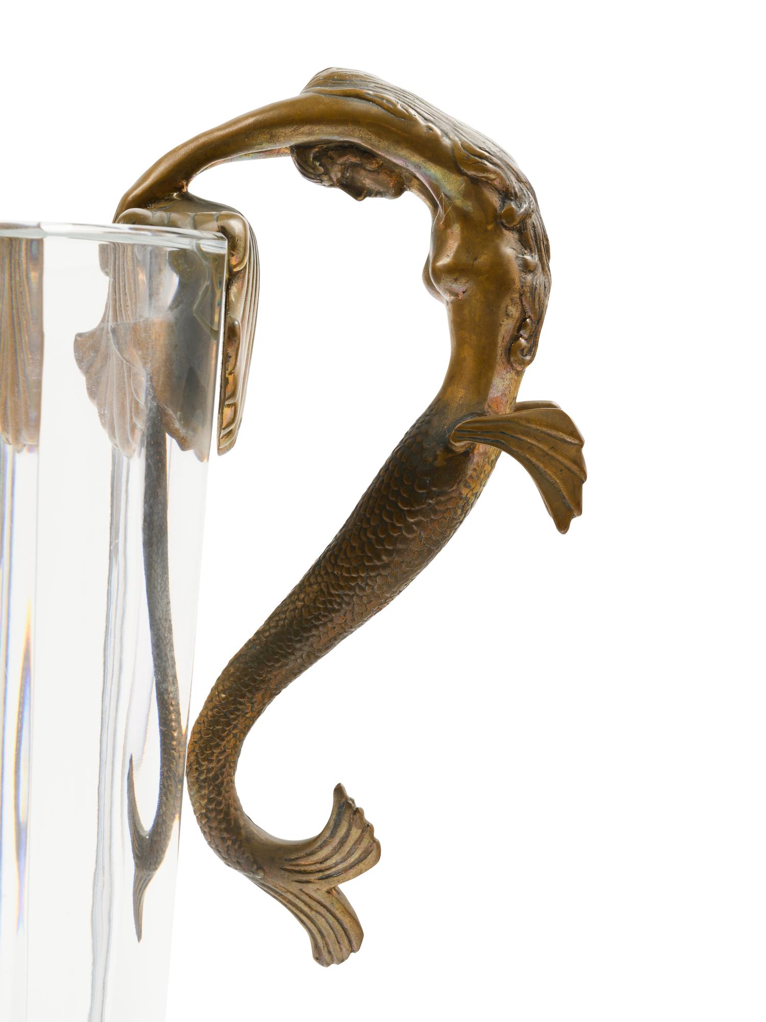 An Erté (Russian/French, 1892-1990) Gilt Bronze and Baccarat Glass Sea Maidens Vase
