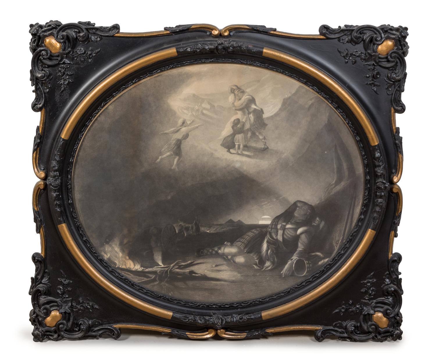 An English Renaissance Revival Framed Engraving 31 1/2 x 37 inches. — 19TH CENTURY