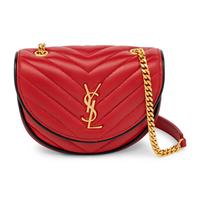 Saint Laurent, Mini Half-Moon Bag in Quilted Red Leather