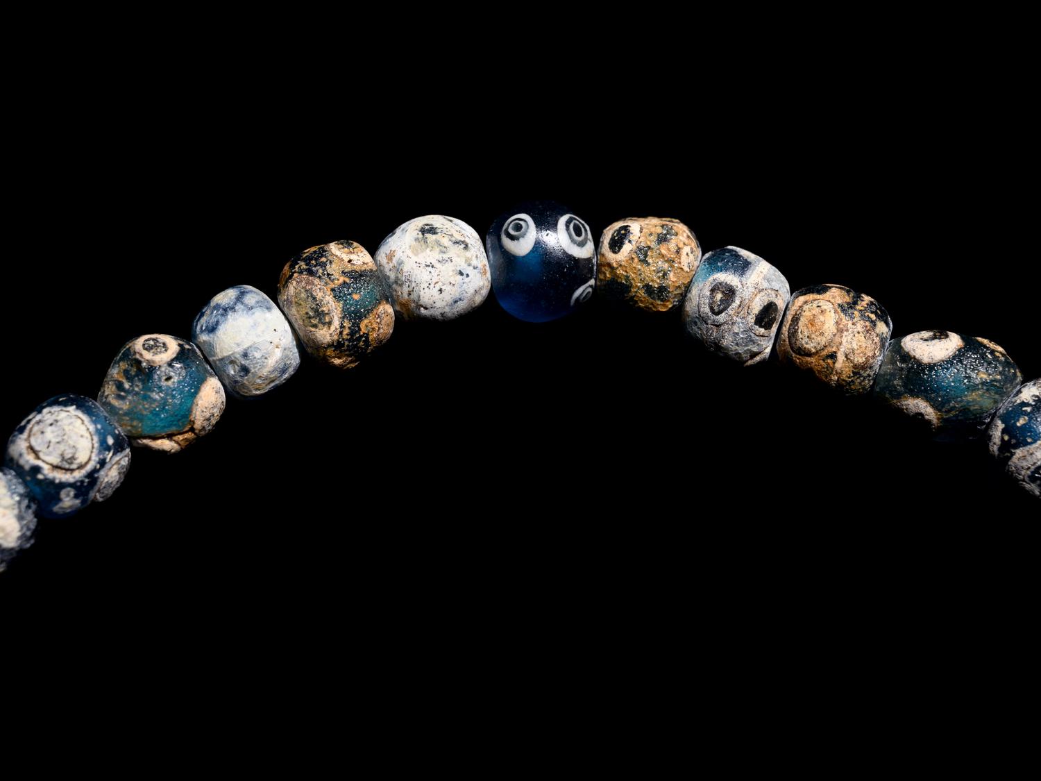 A Roman Blue Glass Necklace with Eye Beads