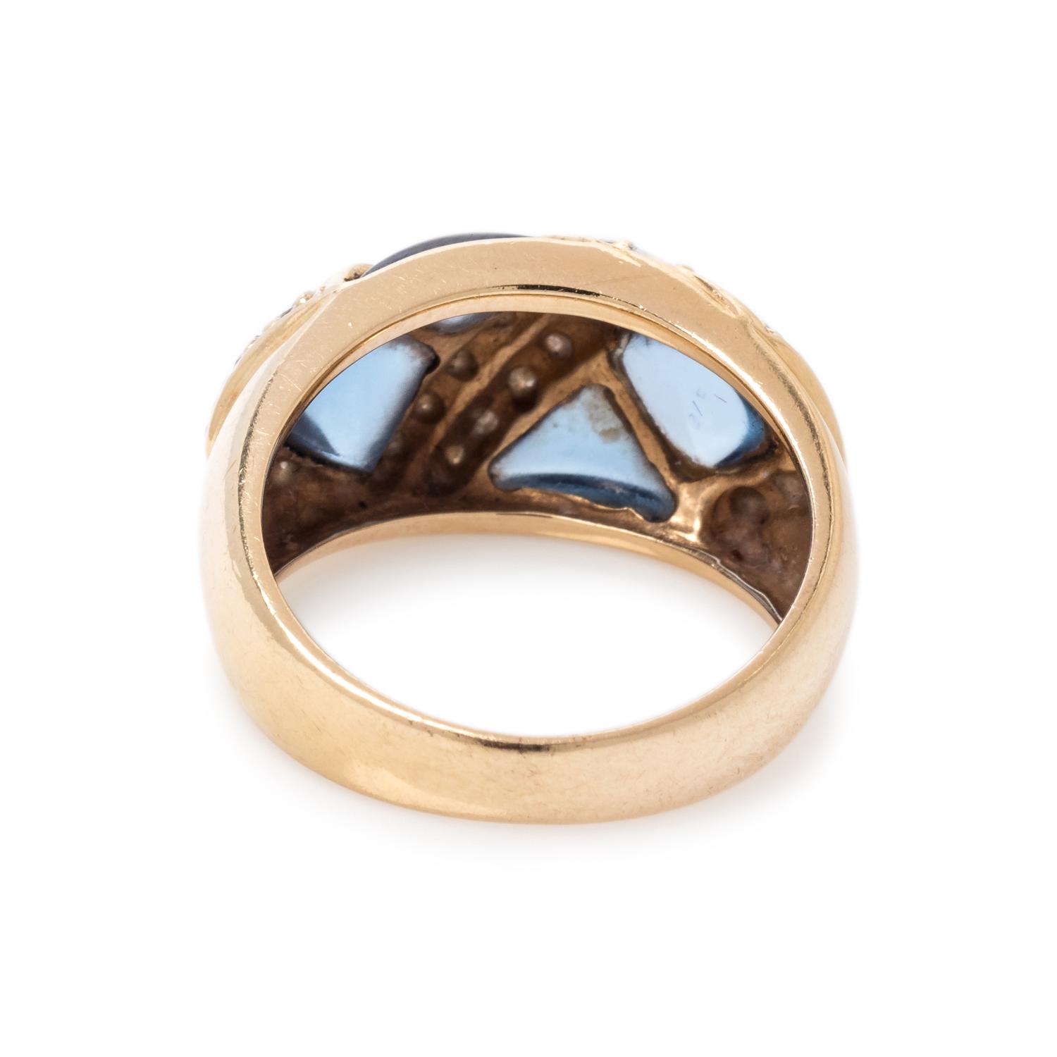 SYNTHETIC BLUE SPINEL AND DIAMOND RING