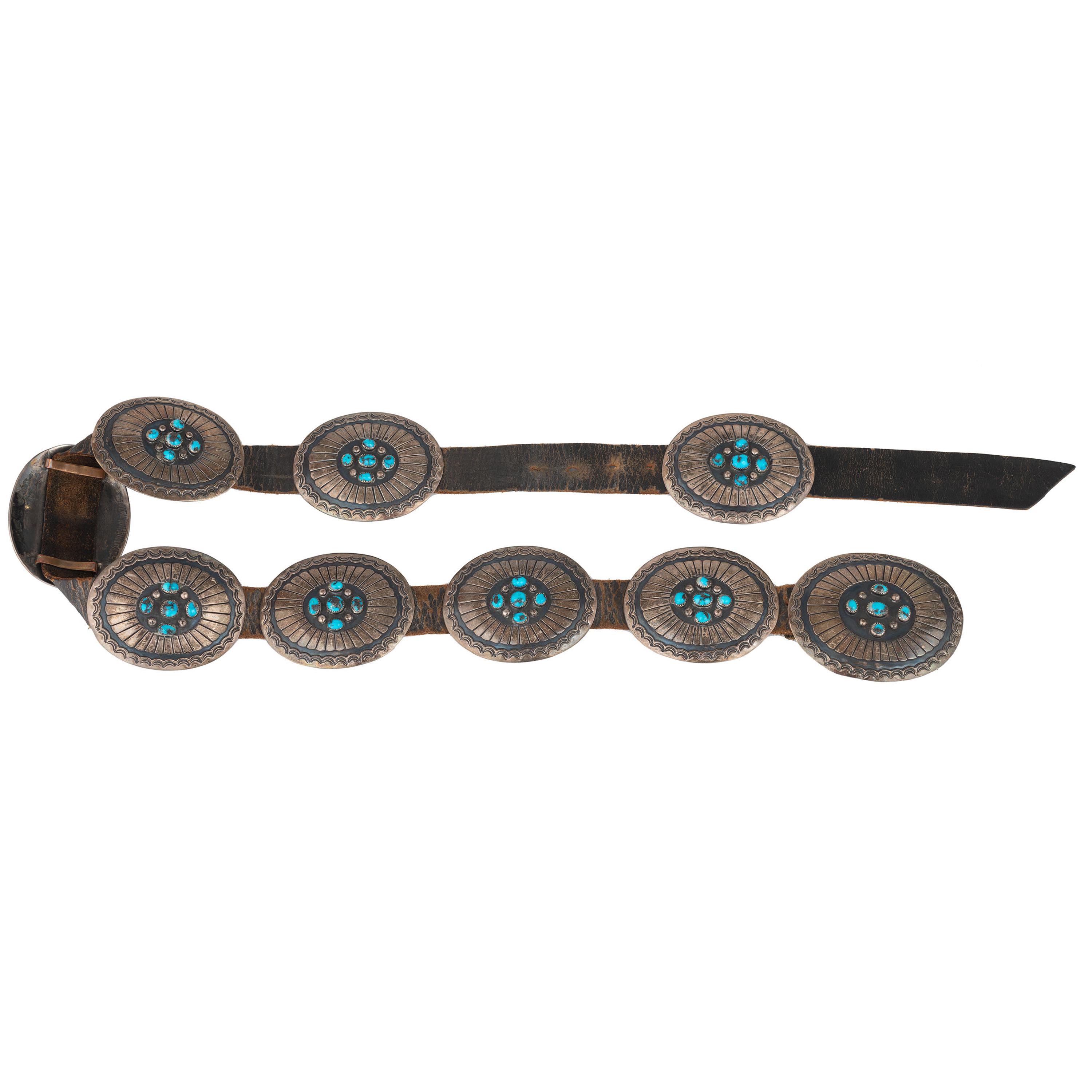Silver and Turquoise Concha Belt