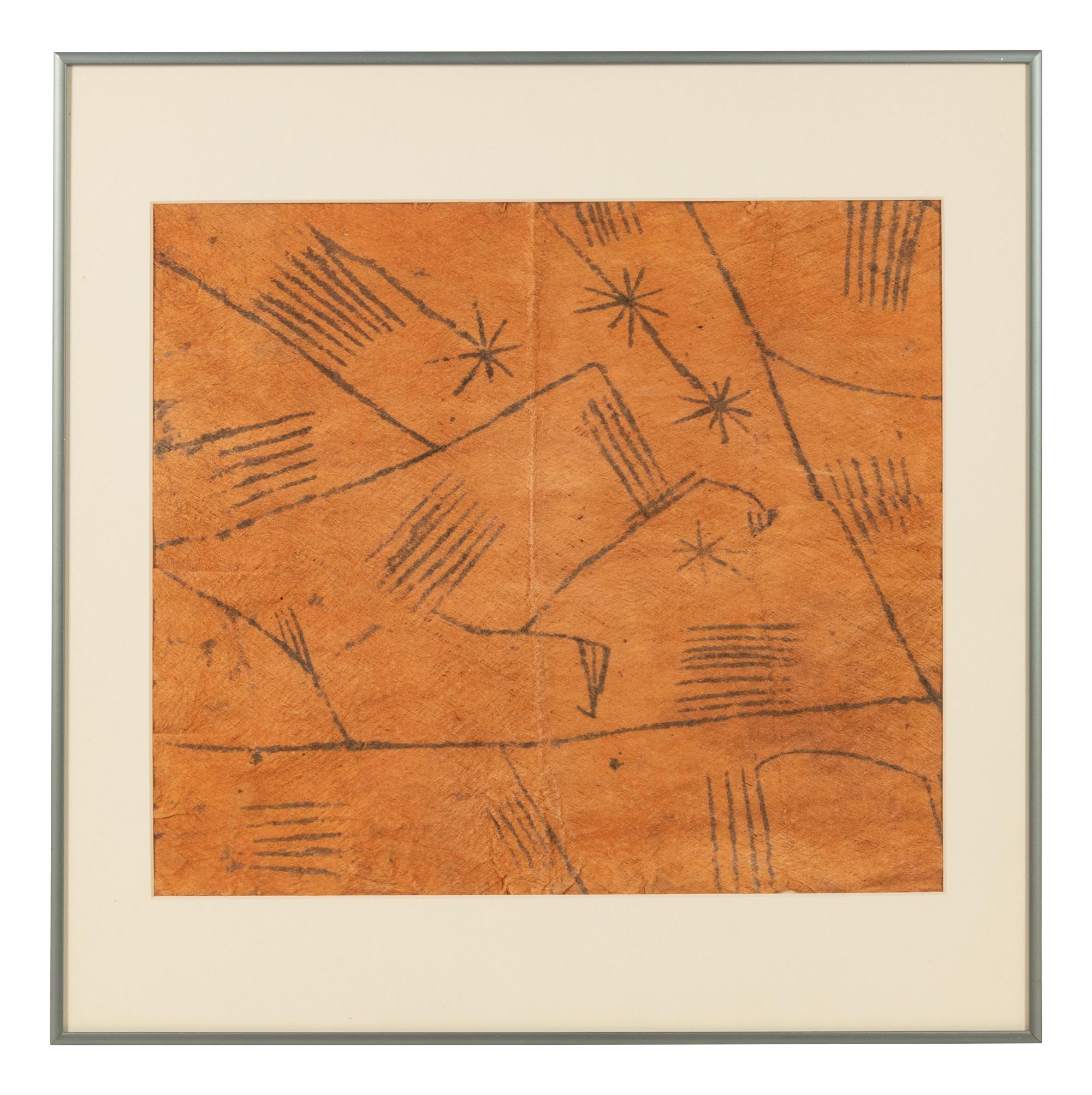 A Group of Nine Pongo Bark Cloth Drawings