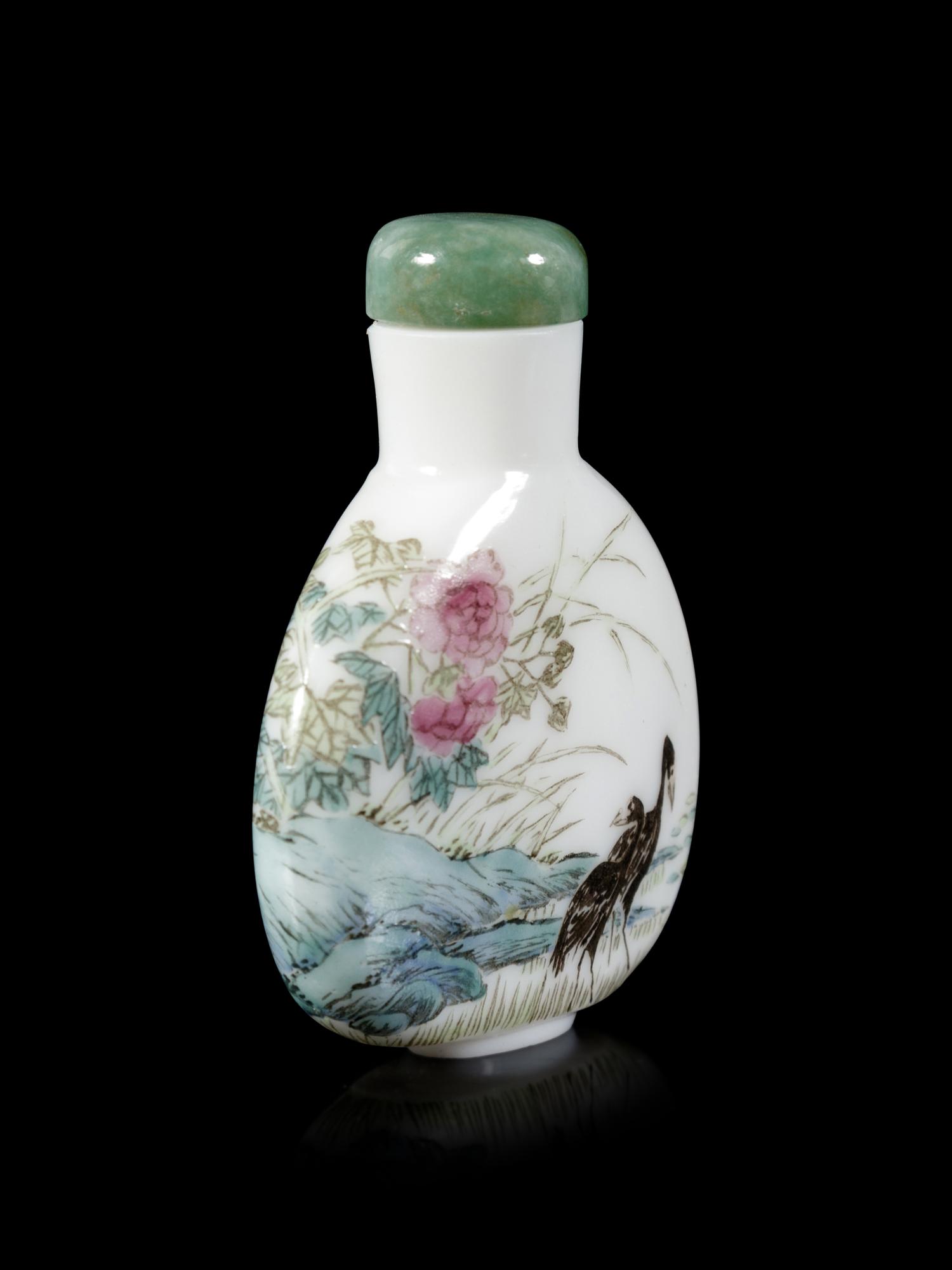 A Painted Enamel on White Glass Snuff Bottle