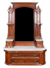 A Victorian Burlwood Chest of Drawers Height 86 x width 55 x depth 23 inches.