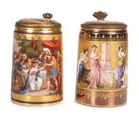 Two Continental Porcelain Tankards