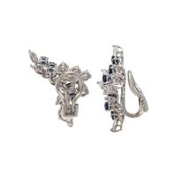 DIAMOND AND SAPPHIRE EARCLIPS WITH YELLOW GOLD JACKETS
