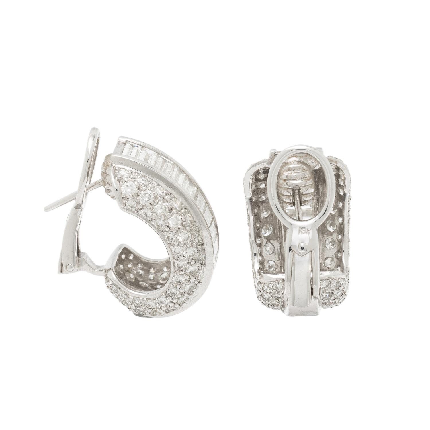WHITE GOLD AND DIAMOND HOOP EARRINGS