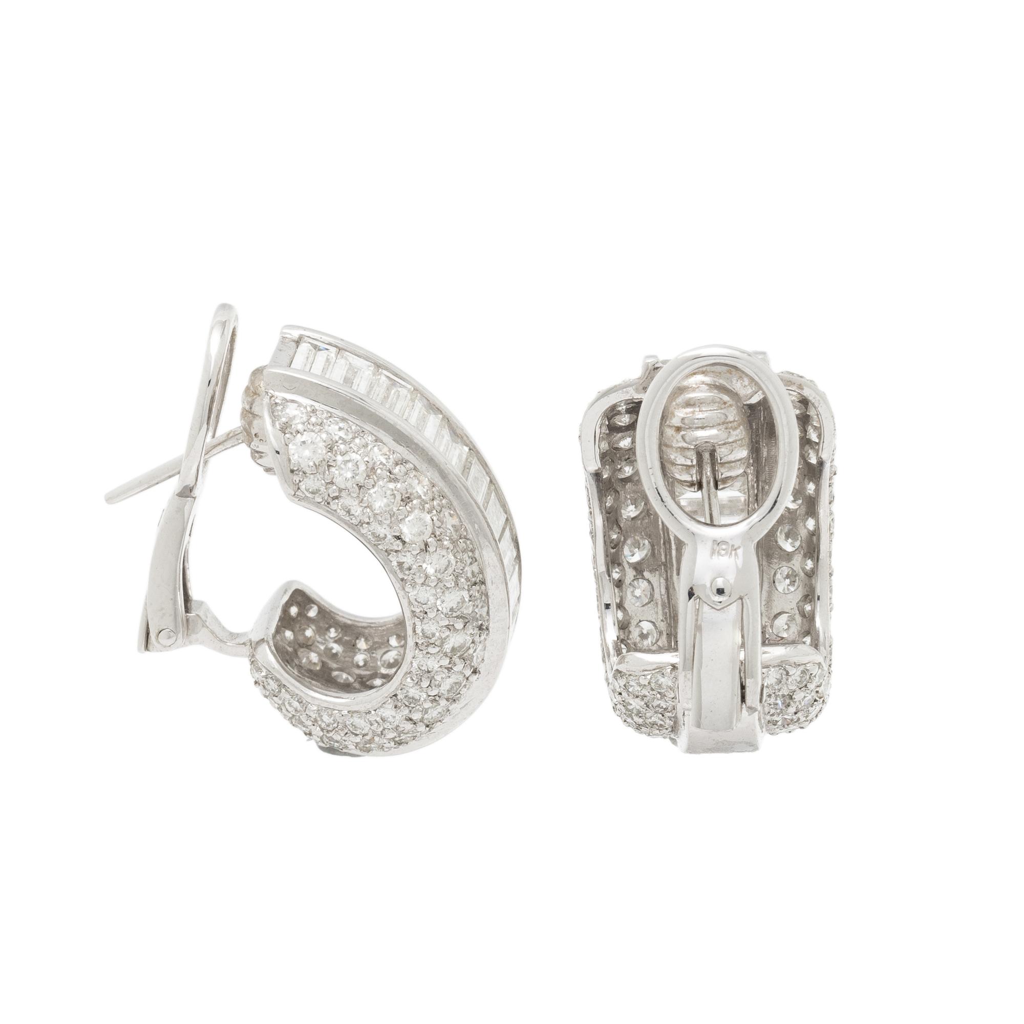 WHITE GOLD AND DIAMOND HOOP EARRINGS