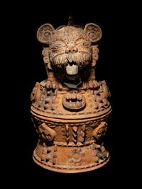 A Maya Red-Ware Jaguar Incensario