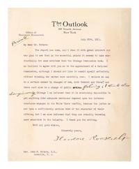 ROOSEVELT, Theodore (1858-1919). Typed letter signed ("Theodore Roosevelt"). New York, 25 July 1911.