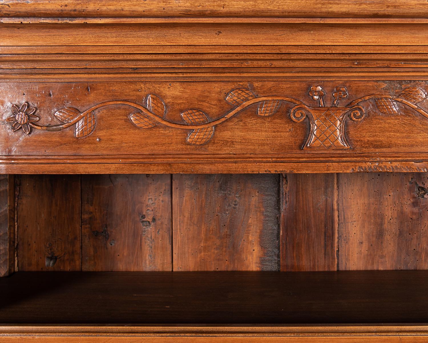 A French Provincial Carved Walnut Buffet à Deux Corps