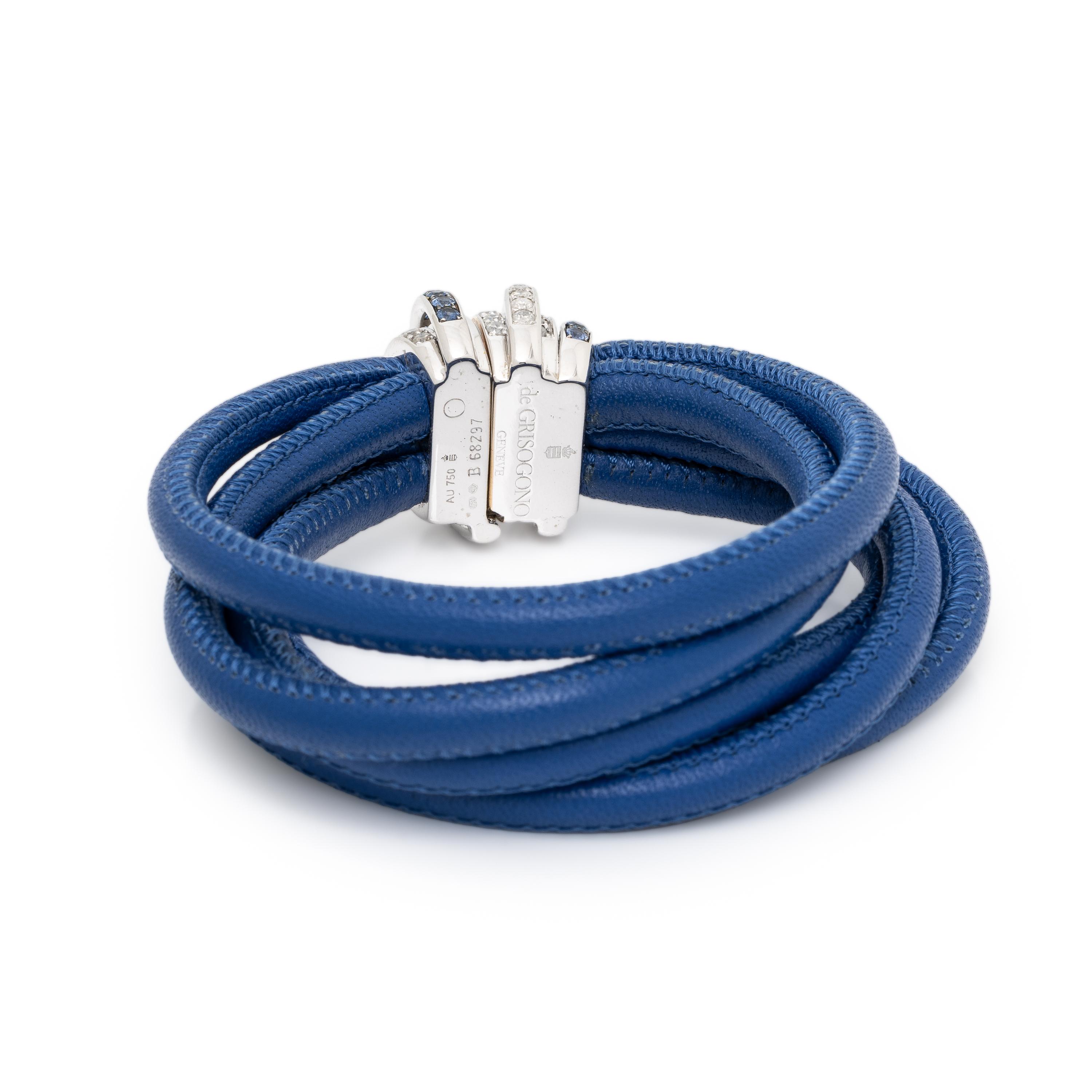 De Grisogono, Diamond, Sapphire, and White Gold Cord Bracelet