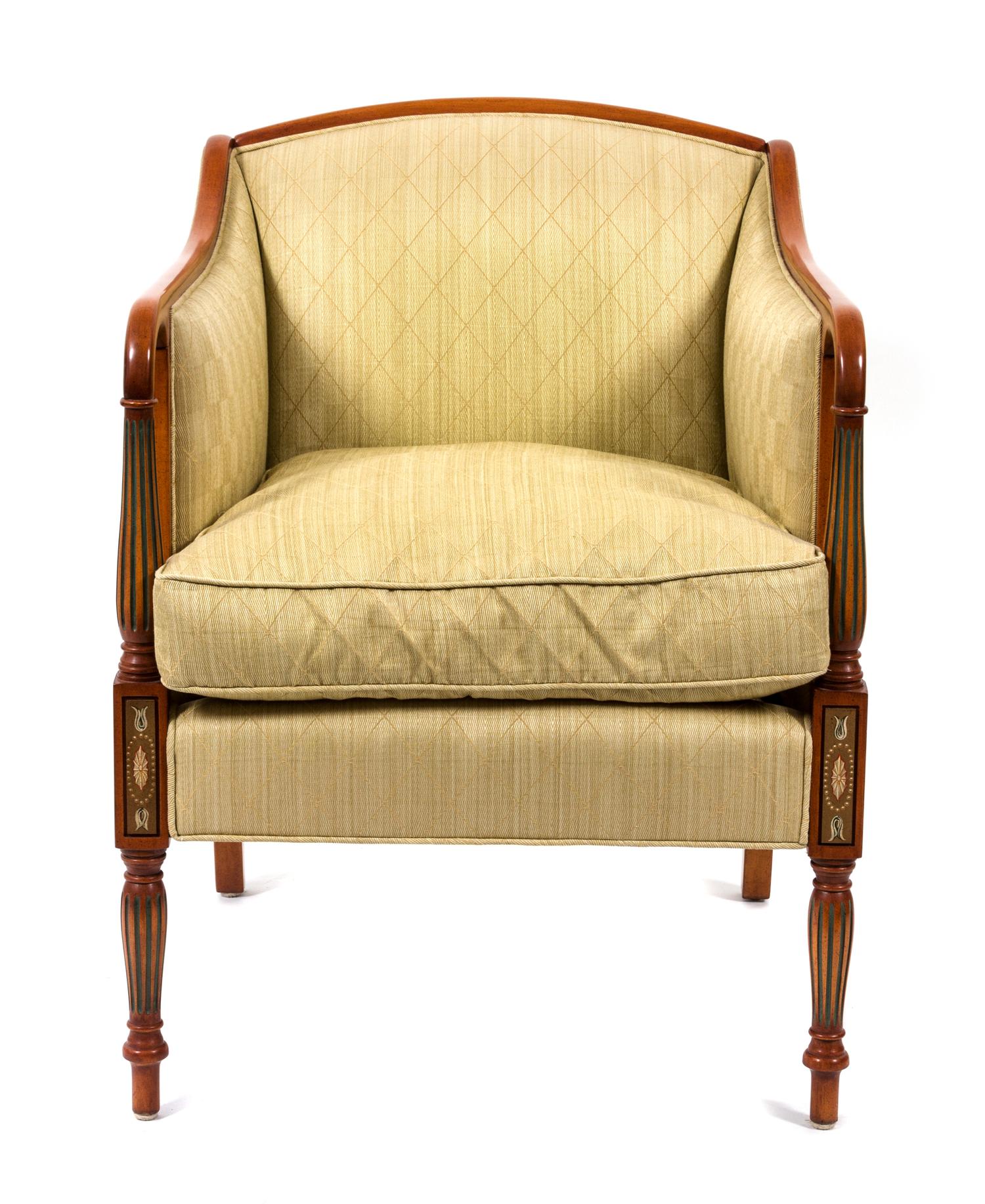 A Regency Style Upholstered Armchair Height 34 inches. — 20TH CENTURY