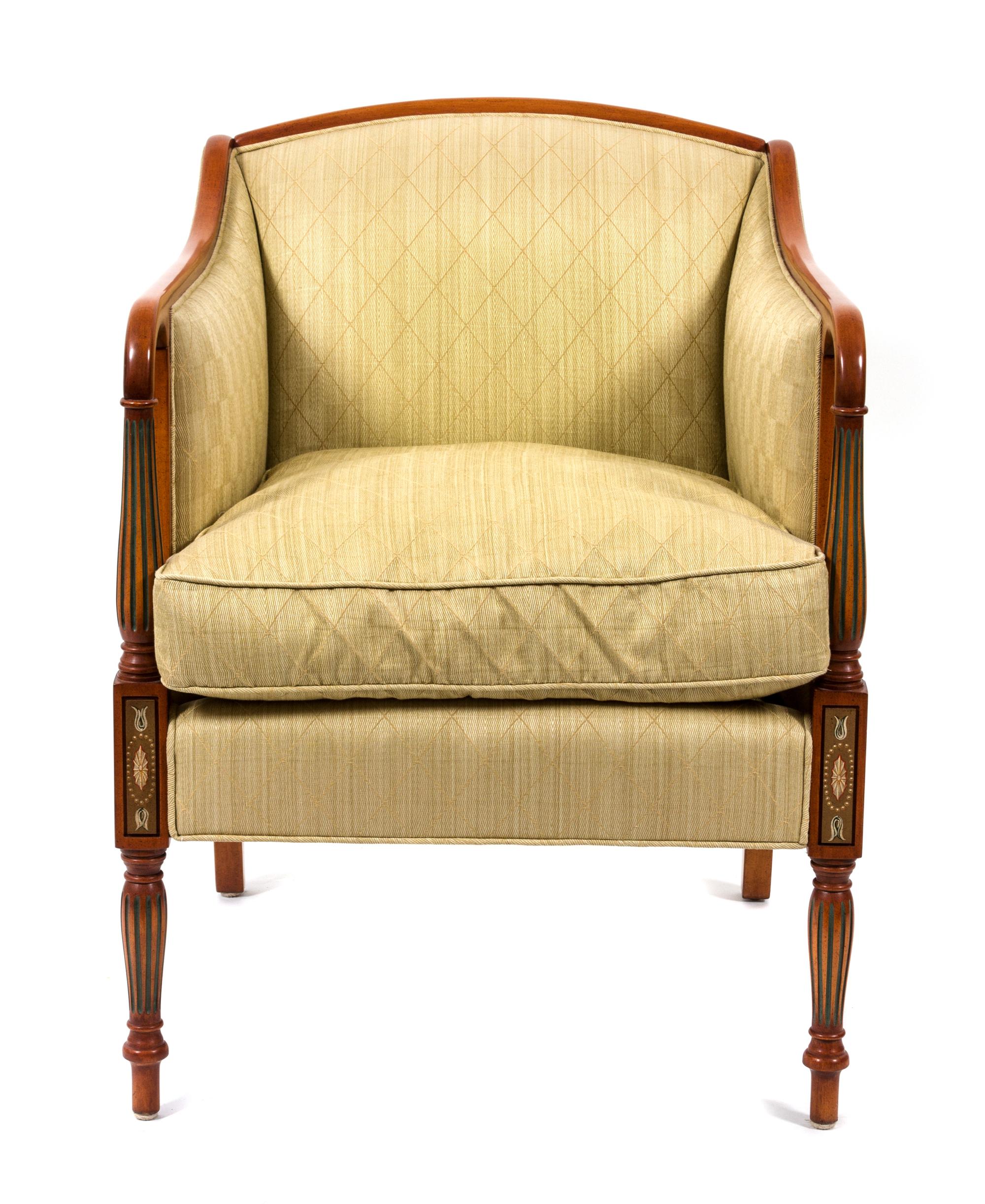 A Regency Style Upholstered Armchair Height 34 inches. — 20TH CENTURY