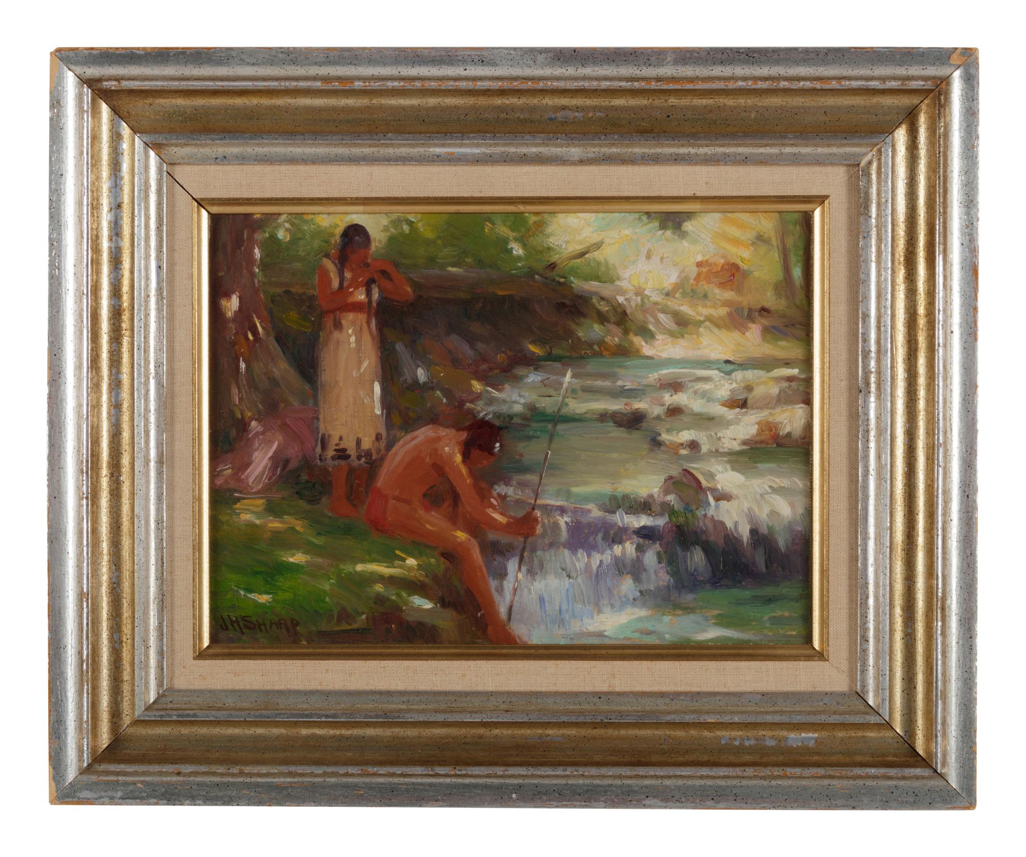 Indian Man and Woman at Stream