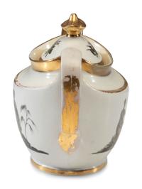 An English Porcelain Bat-Printed and Parcel Gilt Porcelain Tea Service