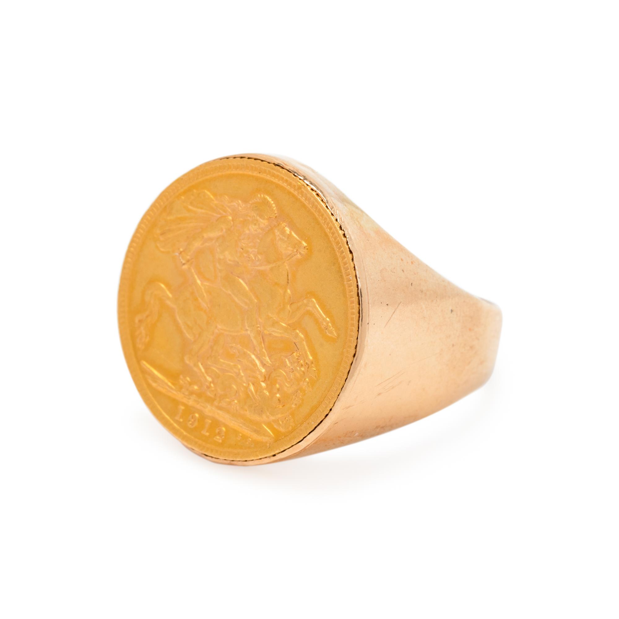 YELLOW GOLD AND COIN RING