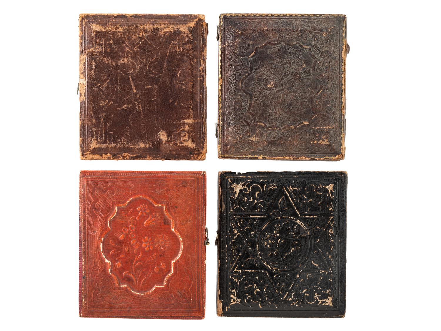 [EARLY PHOTOGRAPHY]. A group of 19 daguerreotypes, ambrotypes, tintypes, and CDVs featuring women, a family, and couples, highlighted by half plate daguerreotype of a young couple.