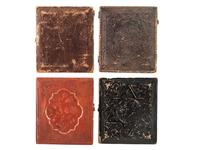 [EARLY PHOTOGRAPHY]. A group of 19 daguerreotypes, ambrotypes, tintypes, and CDVs featuring women, a family, and couples, highlighted by half plate daguerreotype of a young couple.
