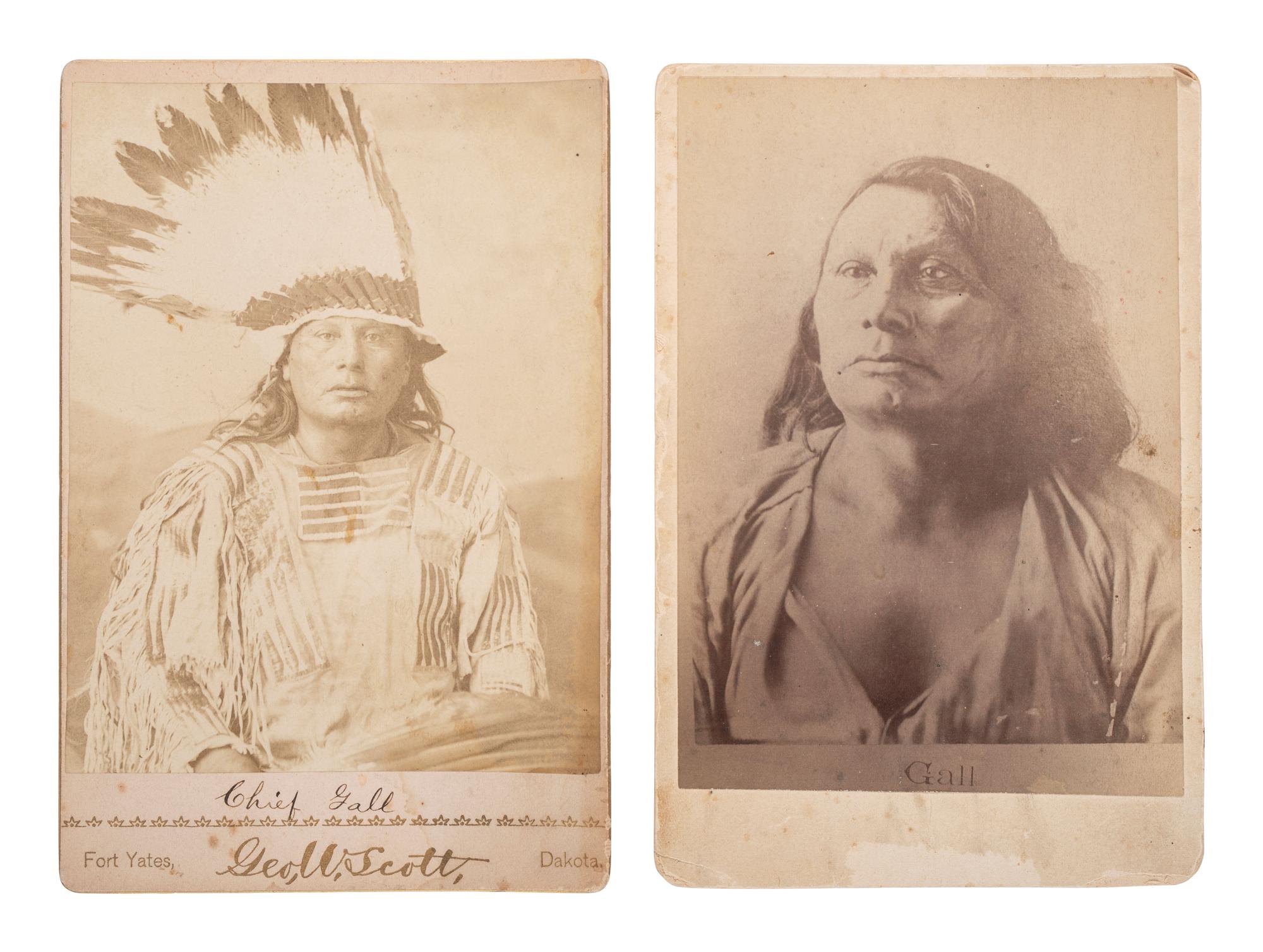 [NATIVE AMERICANS]. A group of 2 cabinet photographs of Chief Gall, Hunkpapa Lakota, comprising: