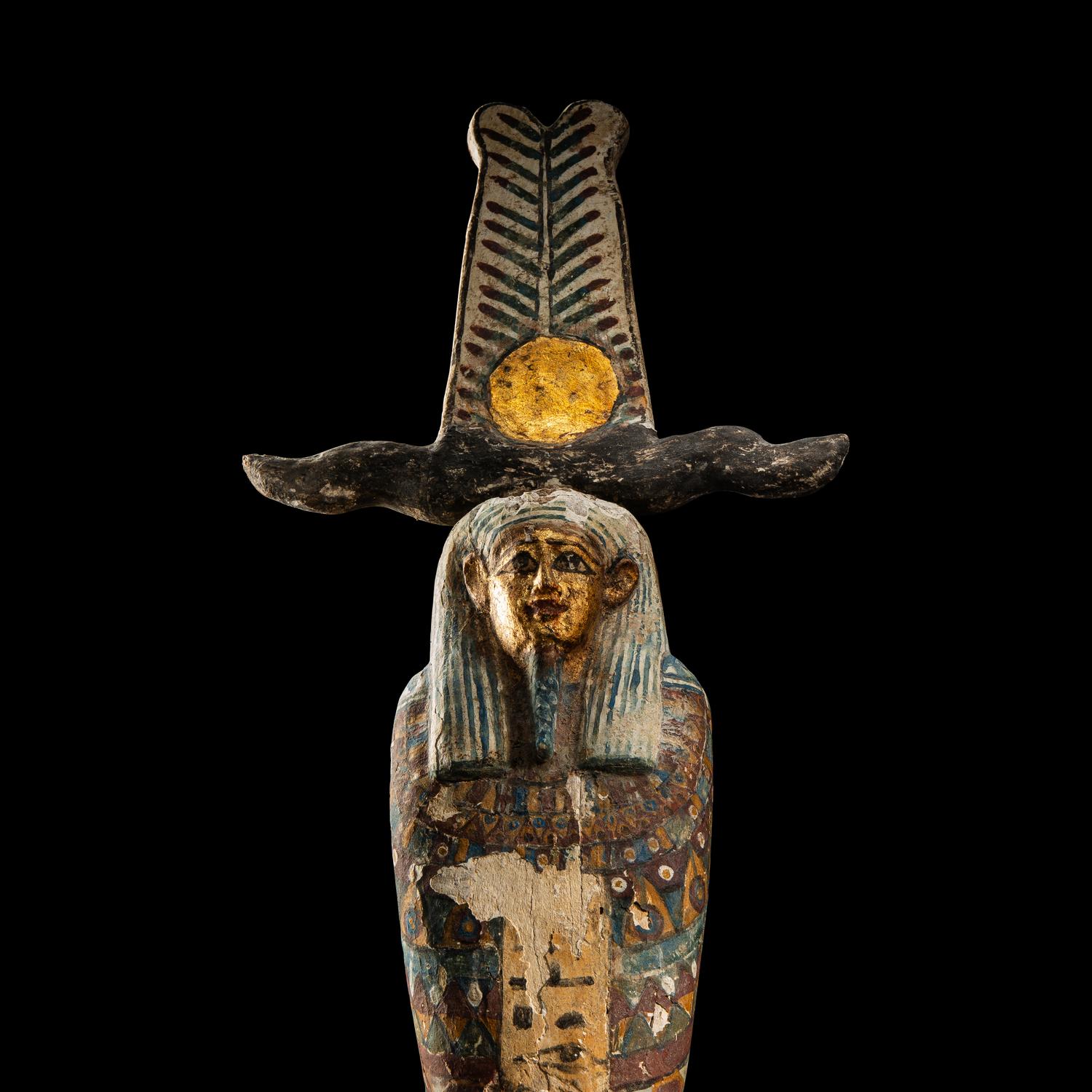 An Egyptian Gilt and Painted Wood Ptah-Sokar-Osiris