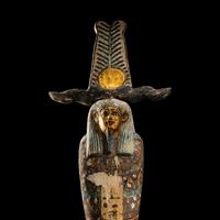 An Egyptian Gilt and Painted Wood Ptah-Sokar-Osiris