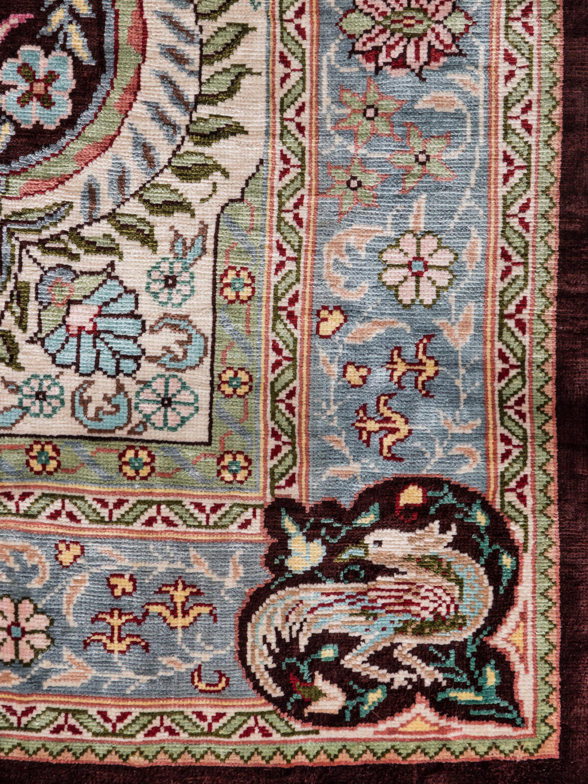A Turkish Silk Prayer Rug