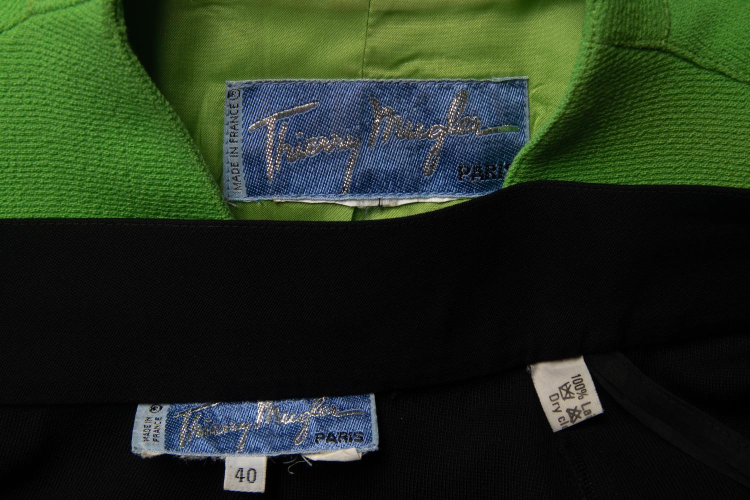 Thierry Mugler Green Jacket and Black Skirt