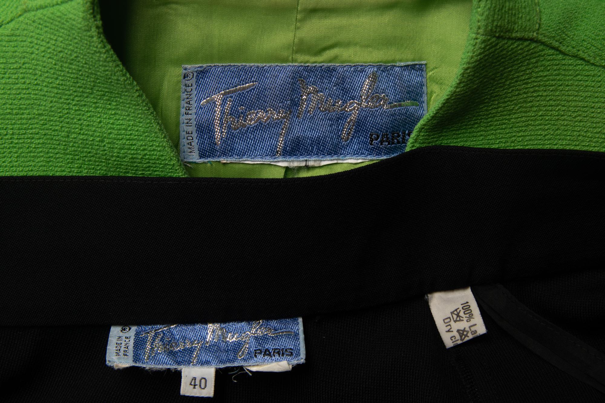 Thierry Mugler Green Jacket and Black Skirt