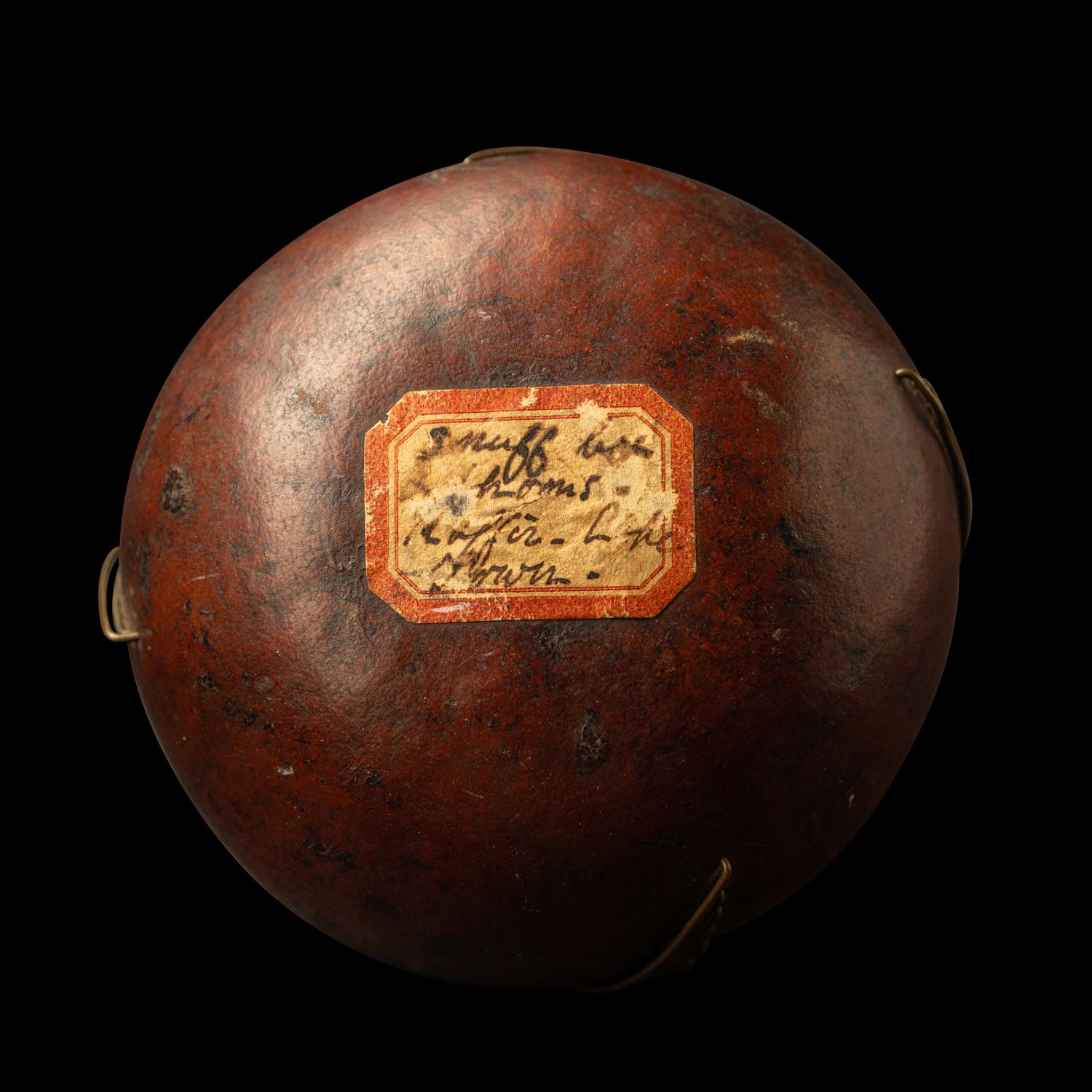 A Zulu Metal-Mounted Gourd Snuff Container