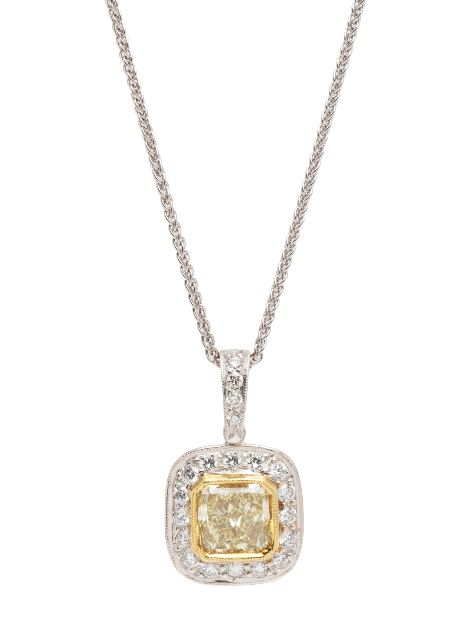 FANCY LIGHT YELLOW DIAMOND AND DIAMOND PENDANT/NECKLACE