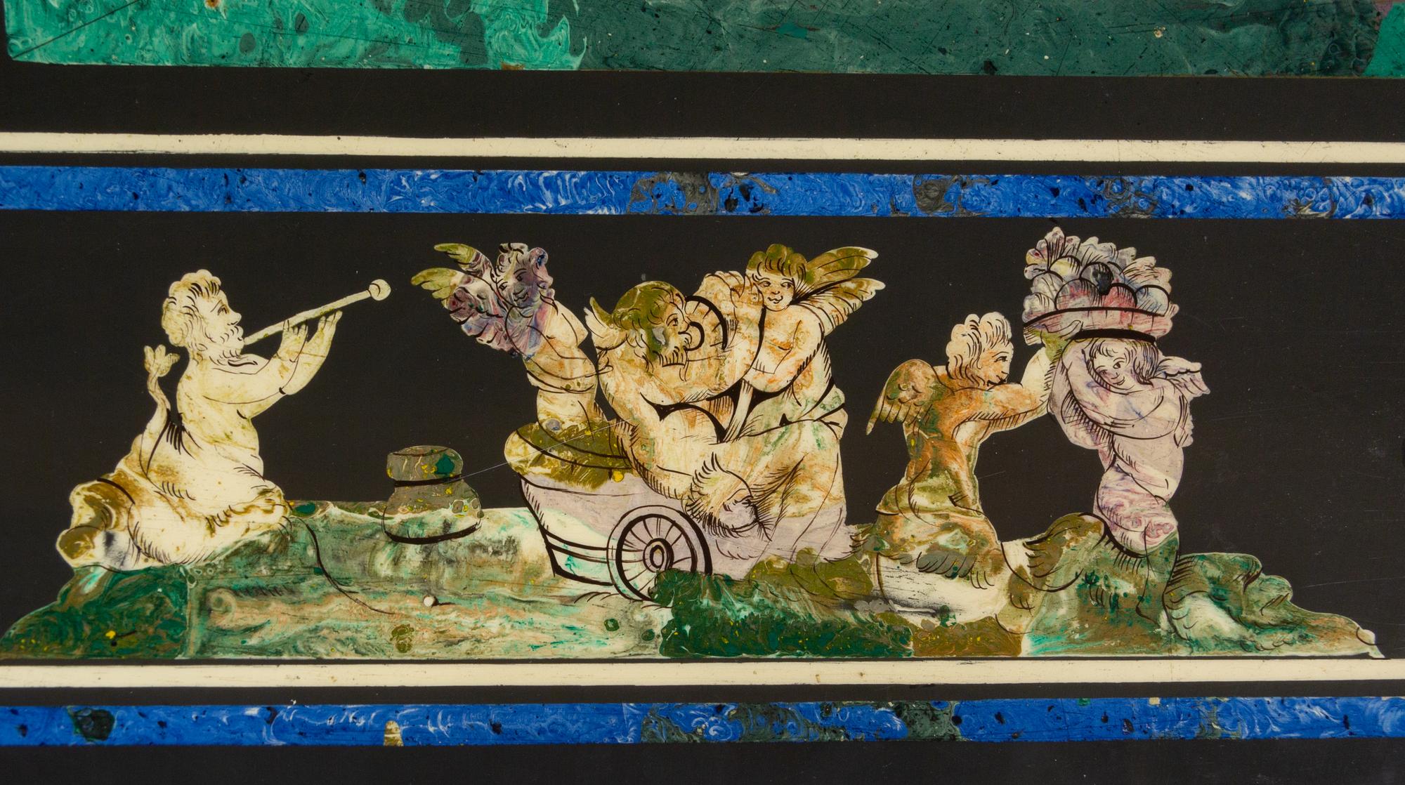 A Faux Scagliola and Lacquered Brass Dining Table