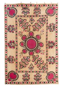 A Tashkent Suzani Embroidery 9 feet 3/4 inches x 6 feet 1/4 inches. — LATE 19TH CENTURY