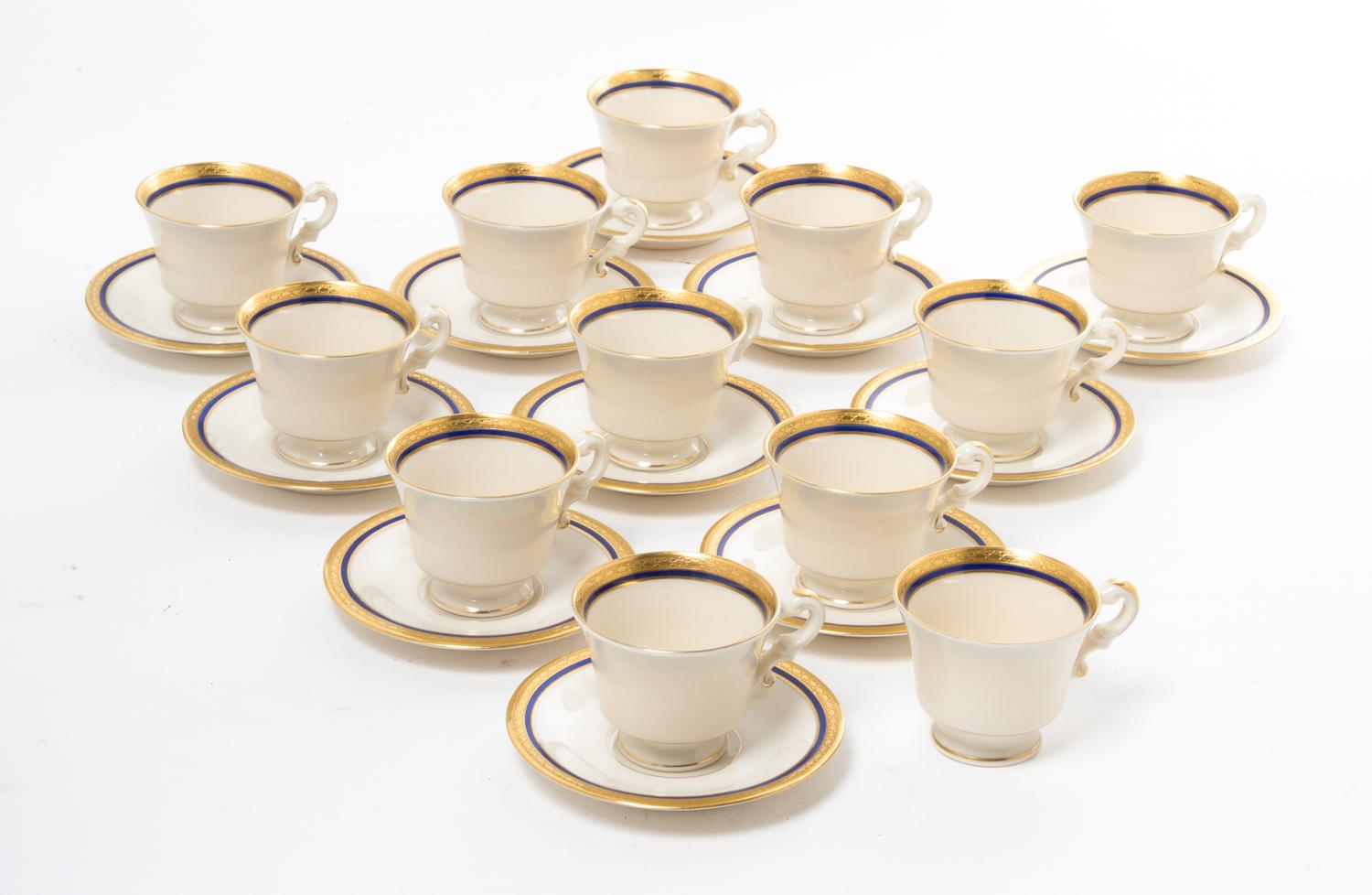 A Group of Syracuse Teacups and Saucers Diameter of saucer 4 1/4 inches.