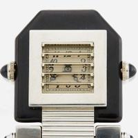 An Art Deco pin shutter gold watch, Verger Feres Louvre