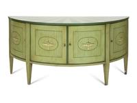 A Pair of Italian Neoclassical Style Painted Demilune Cabinets