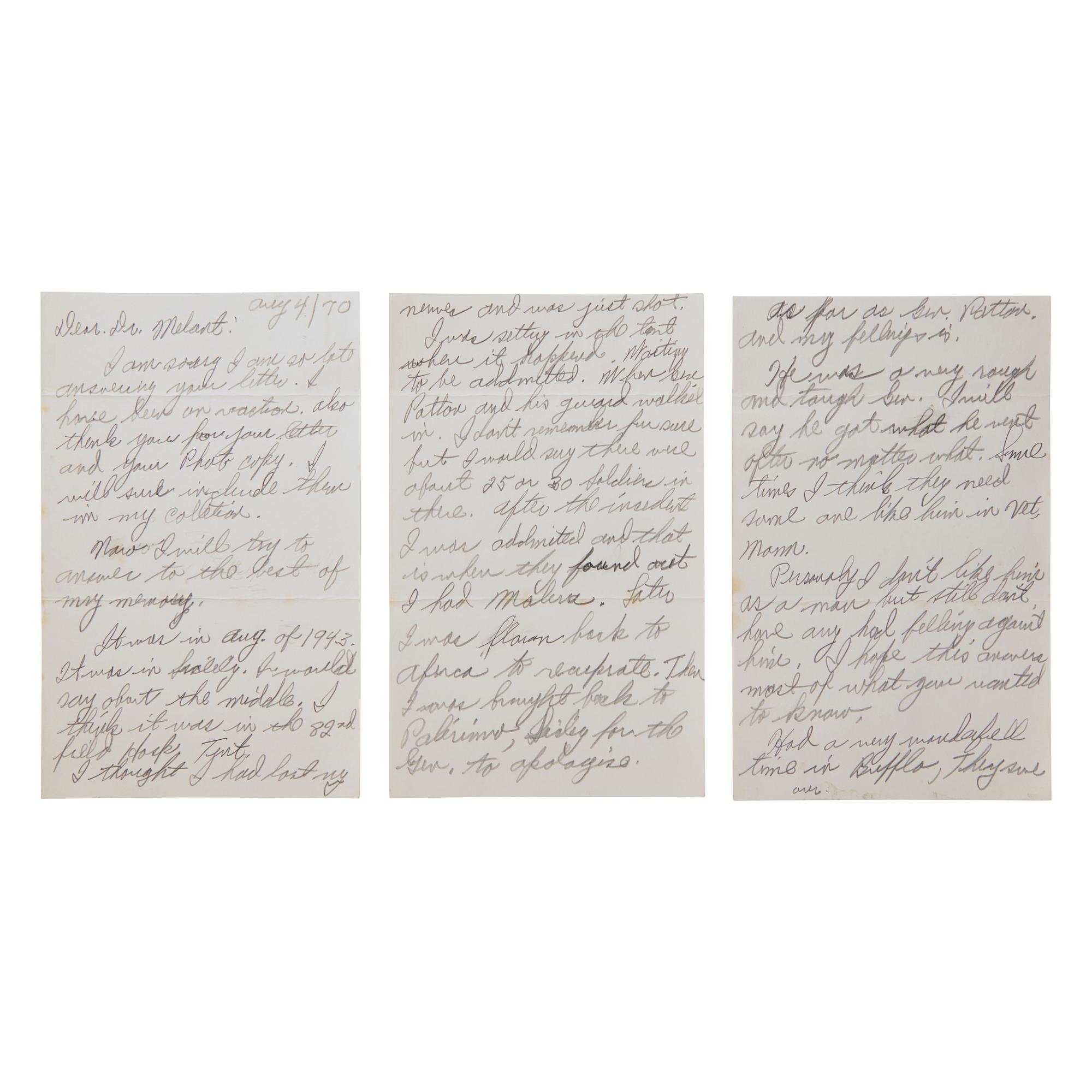 [World War II] [Patton, Gen. George S.] Kuhl, Charles H. Autograph Letter, signed