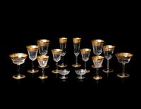 A Saint-Louis Gilt Decorated Cut Glass Stemware Service