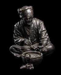 A Japanese Bronze Figure of an Elderly Man