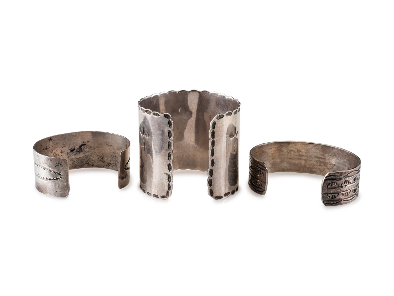 Navajo Stamped Silver Cuffs