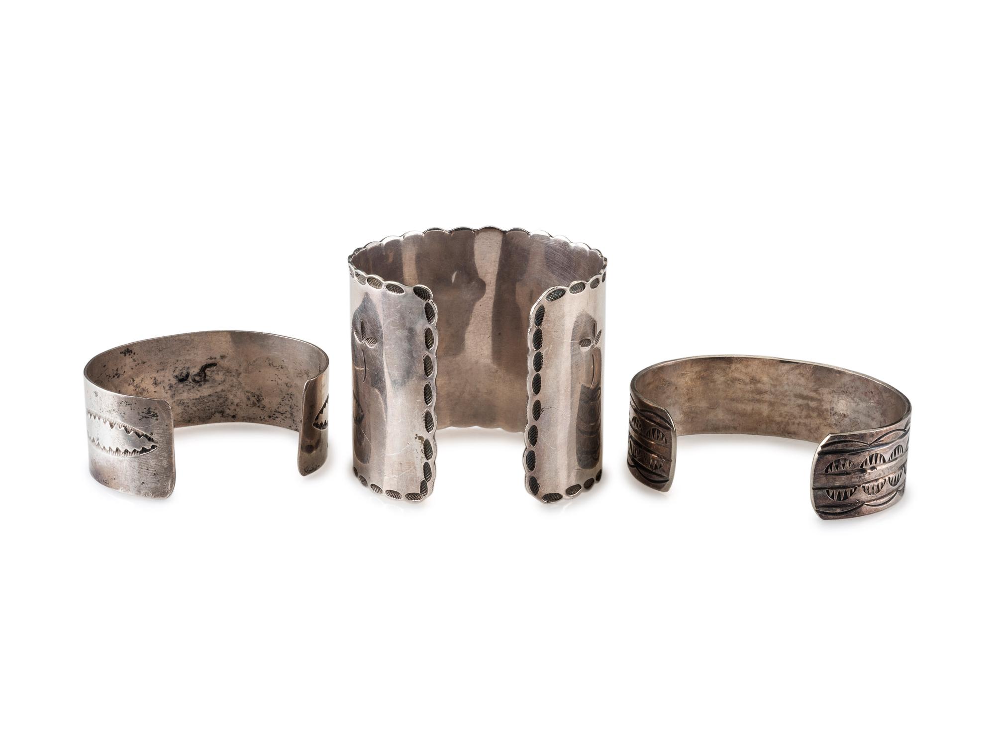 Navajo Stamped Silver Cuffs