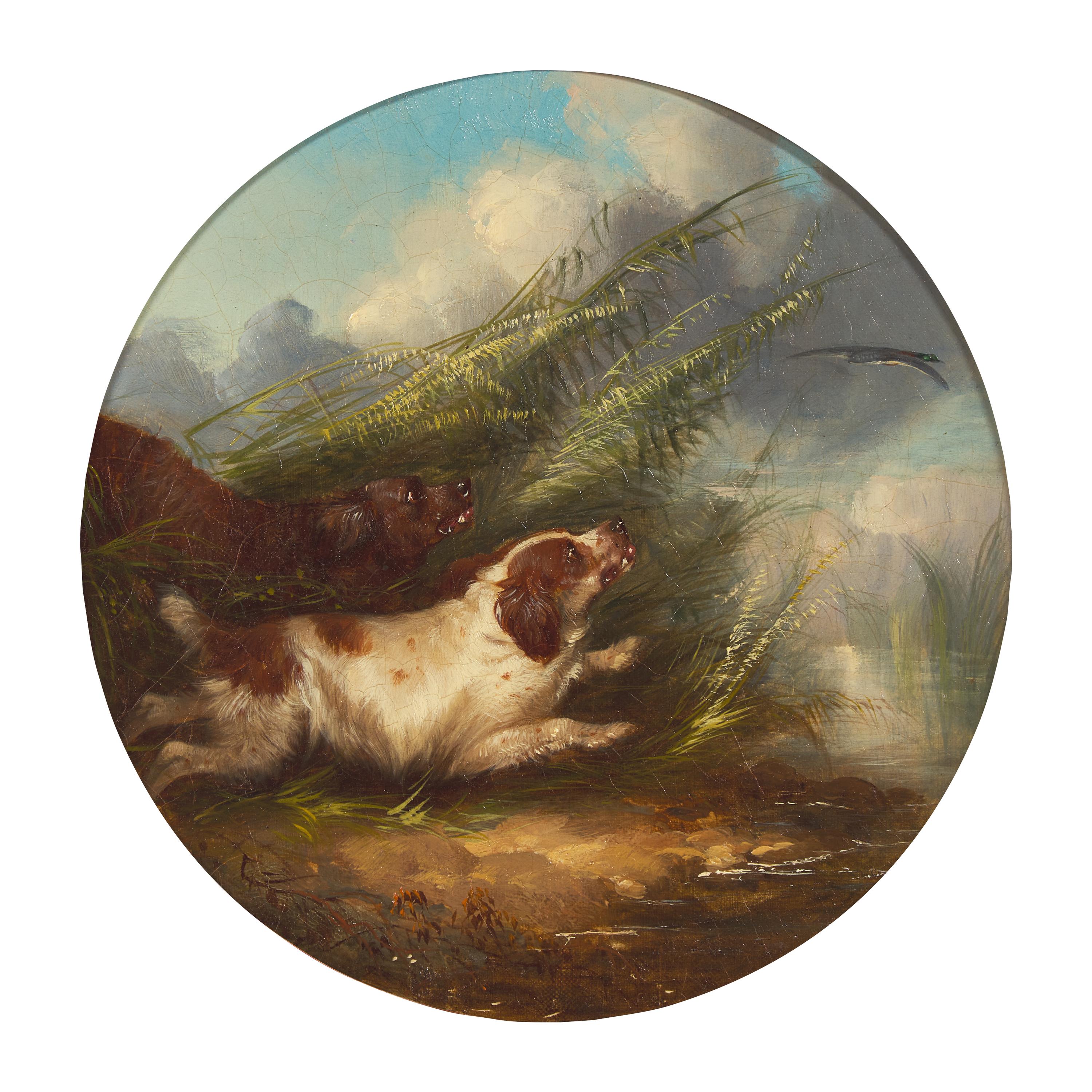George Armfield (British, born c. 1808-1893) — Two Dogs (roundel)