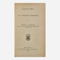 [Literature] Thoreau, Henry D. Letters To Various Persons