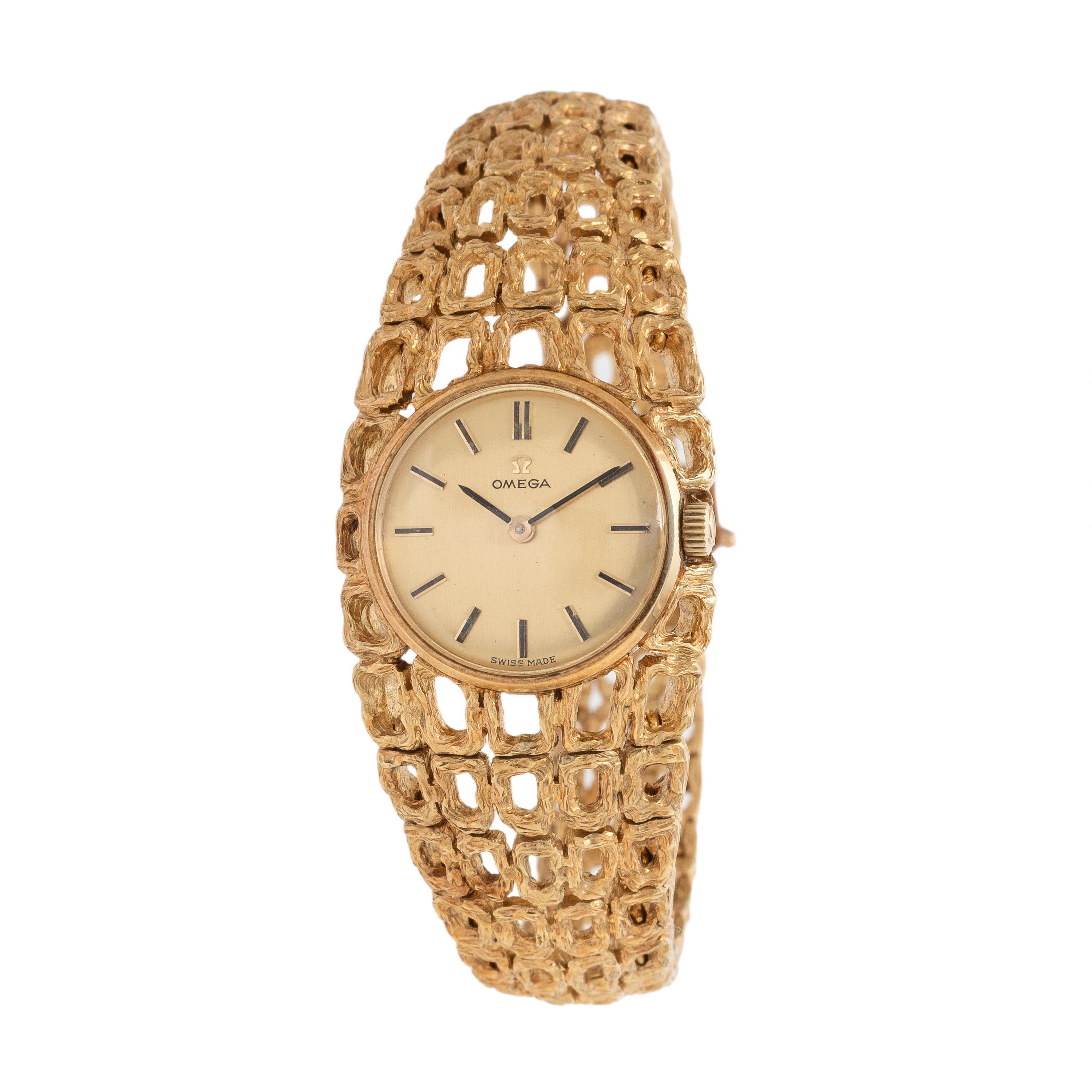 Omega, Ref. 7181, 14K Yellow Gold Watch, with bracelet likely attributed to Gilbert Albert