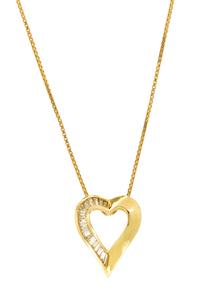 A Yellow Gold and Diamond Heart Pendant, 7.80 dwts.
