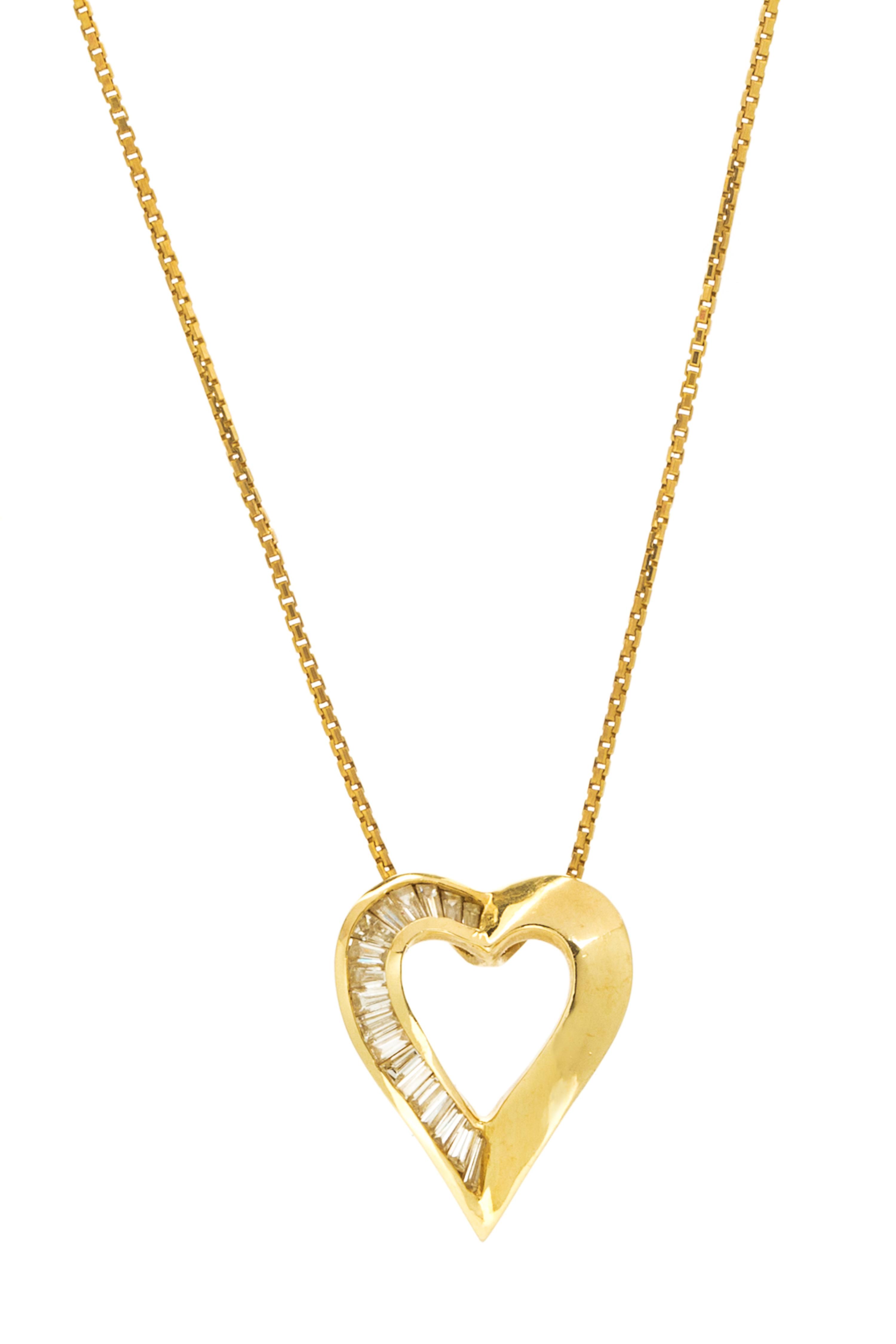 A Yellow Gold and Diamond Heart Pendant, 7.80 dwts.