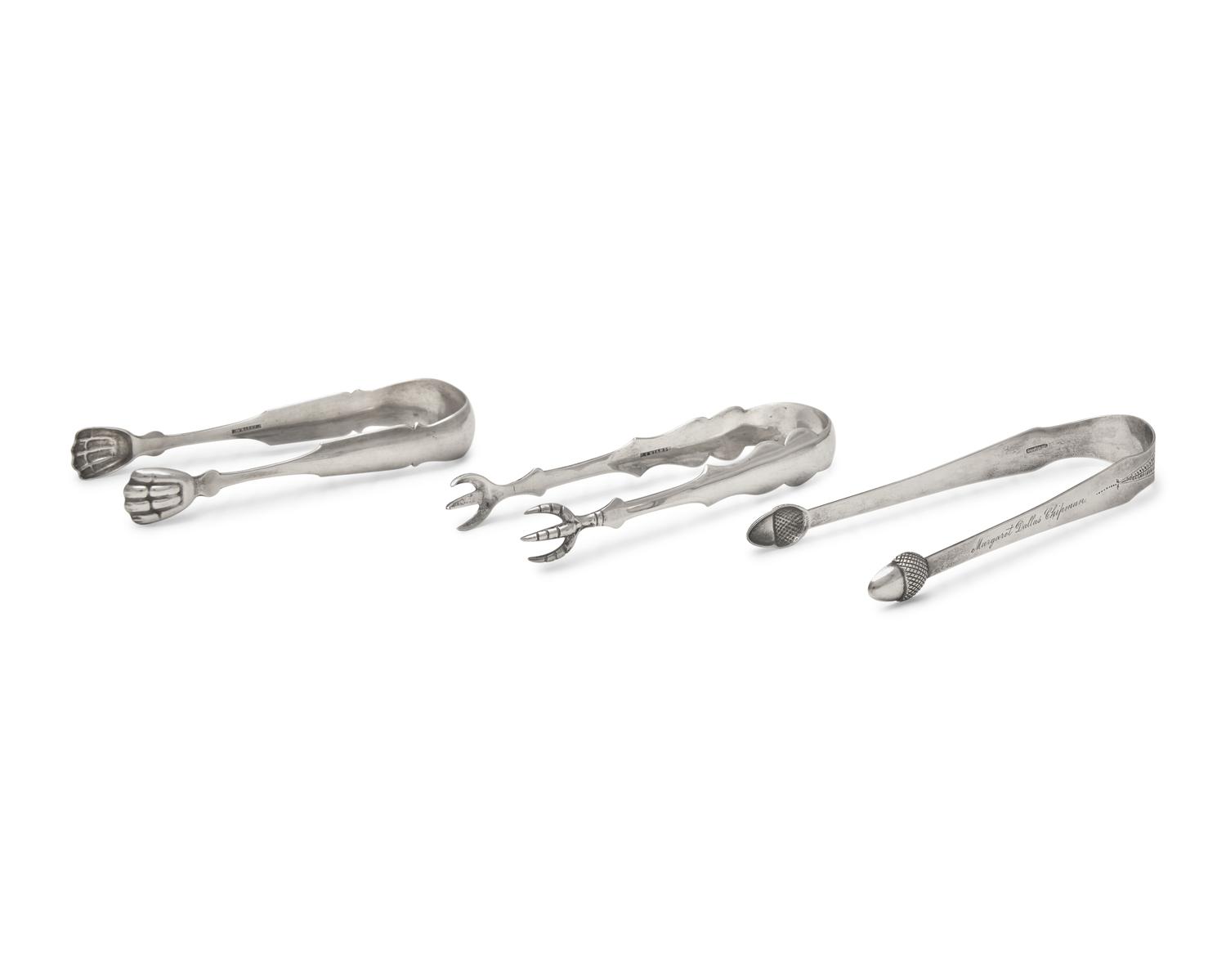 A Group of Three Federal and Classical Silver Sugar Tongs